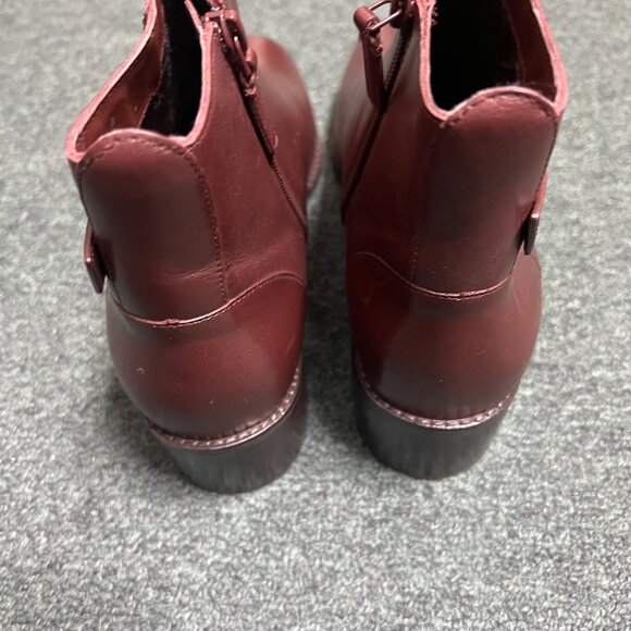 Cole Haan Holis Buckle Bootie Womens Size 11 B Burgundy Leather Ankle Boots NWT - Picture 4 of 8